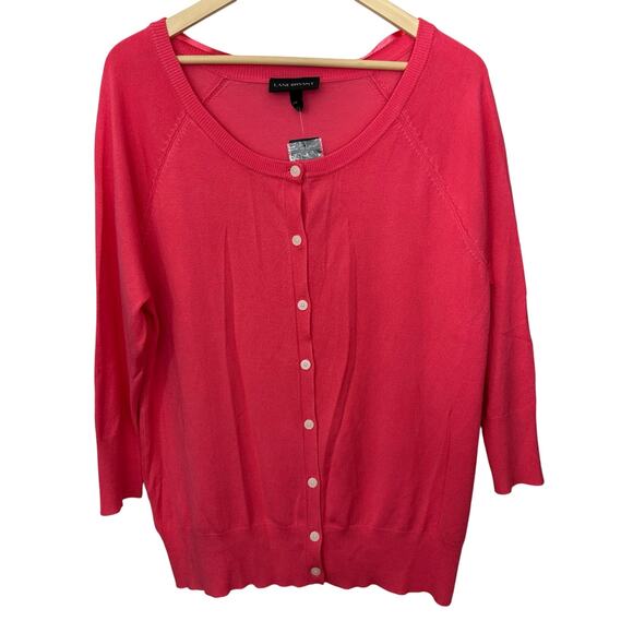 Lane Bryant Cardigan Sweater Women's 14/16 Button Up Coral Pink Rayon Blend - Picture 1 of 7